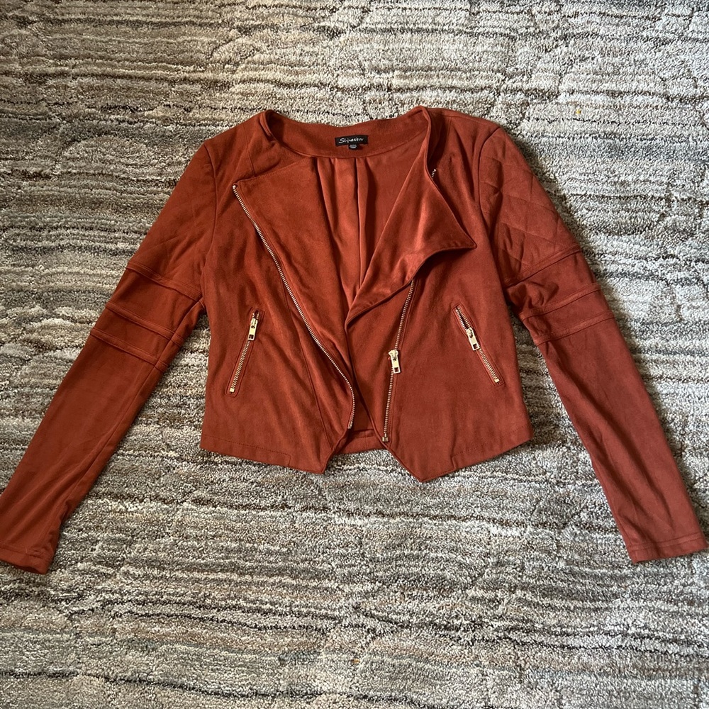 Soft Burnt Orange Motor Jacket with Pockets